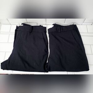 H&M Ladies Lot Of 2 Black Pinstripe Dress Pant Pockets Straight Fitted Leg Polye